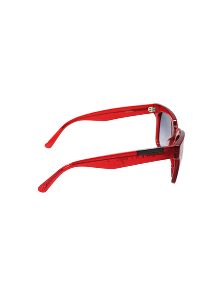 RAEN Womens Transparent Square Frame Sunglasses Red