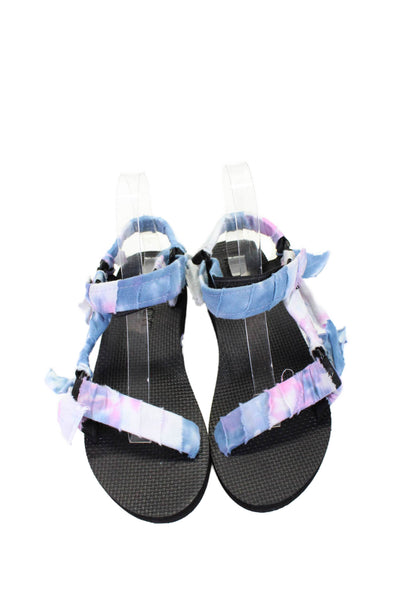 Arizona Love Women's Open Toe Teva Rubber Sole Flat Sandals Tie Dye Size 38