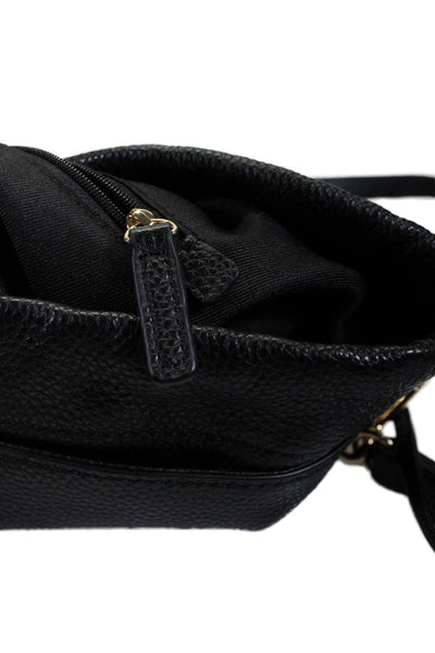 Vince Camuto Women's Straw String Closure Leather Crossbody Handbag Black Size M