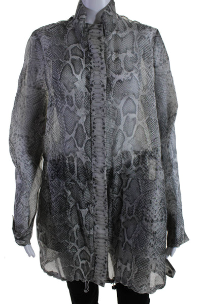 Per Se Women's Long Sleeves Full Zip High Neck Basic Snake Print Jacket Size 10