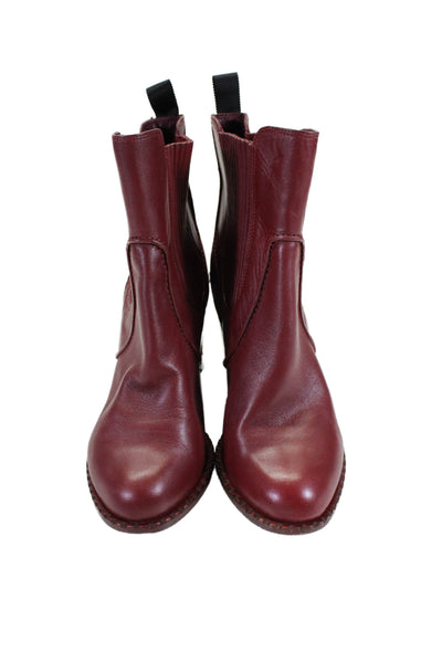 Marc By Marc Jacobs Womens Leather Stretch Inset Ankle Boots Red Size 39 9