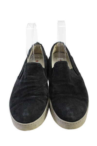 Prada Womens Suede Slip On Causal Flat Sneakers Black Size 7