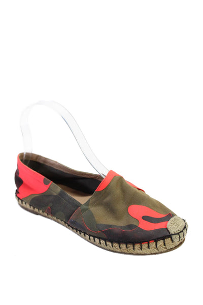 Valentino Garavani Woemsn Camouflage Print Espadrille Flats Green Red Size 6