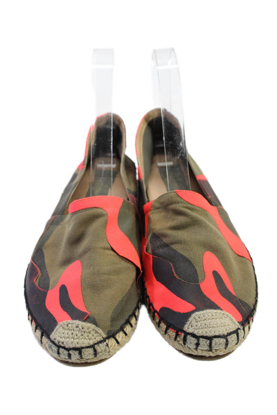 Valentino Garavani Woemsn Camouflage Print Espadrille Flats Green Red Size 6