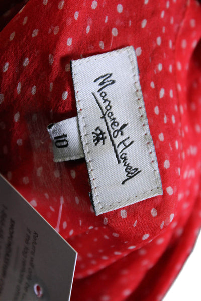 MHL Margaret Howell Girls Polka Dot Short Sleeve Button Up Blouse Red Size 10