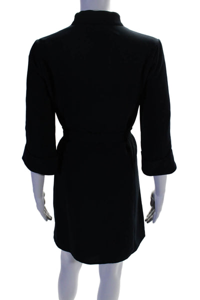 Claudie Pierlot Womens Belted Round Neck Long Sleeve Dress Navy Size 36