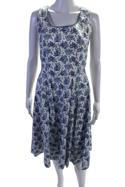 Trachter-Deiser Womens Floral Print Round Neck Sleeveless Dress White Size 36