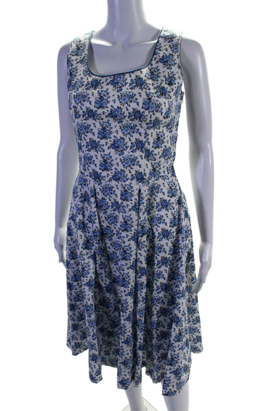 Trachter-Deiser Womens Floral Print Round Neck Sleeveless Dress White Size 36