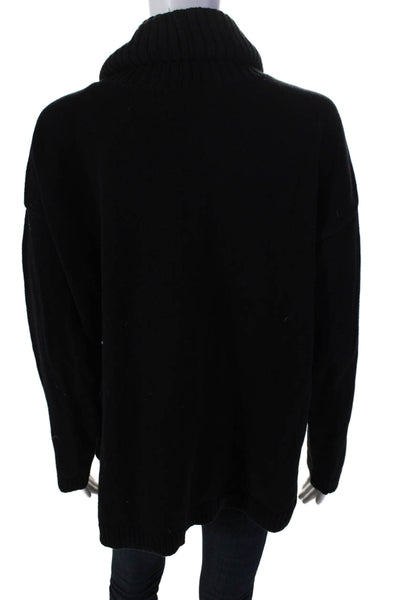 Jeanne Pierre Womens Long Sleeve Thick Knit Turtleneck Sweater Black Large