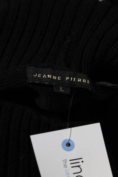 Jeanne Pierre Womens Long Sleeve Thick Knit Turtleneck Sweater Black Large