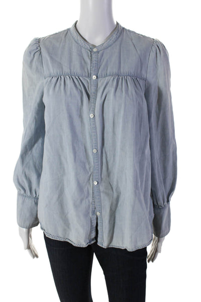 Joie Womens Long Sleeve Button Down Basic Blouse Blue Size Small