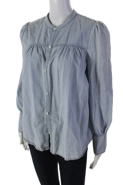 Joie Womens Long Sleeve Button Down Basic Blouse Blue Size Small