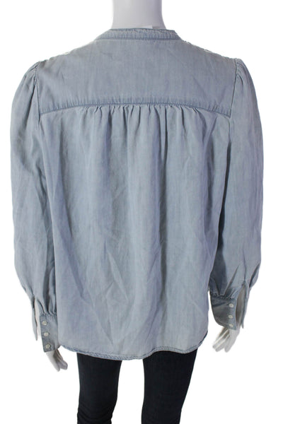 Joie Womens Long Sleeve Button Down Basic Blouse Blue Size Small