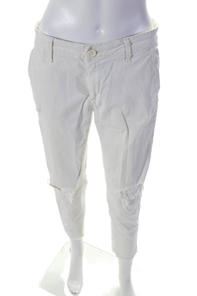 Adriano Goldschmied Womens Zip Front Tapered Leg Pants White Size 28