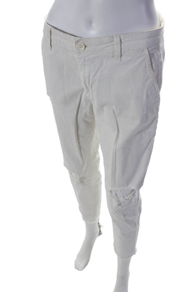 Adriano Goldschmied Womens Zip Front Tapered Leg Pants White Size 28