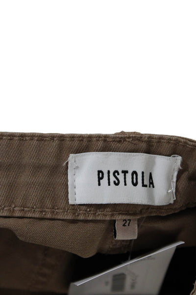 Pistola Womens Button Front Tapered Leg Casual Pants Brown Size 27