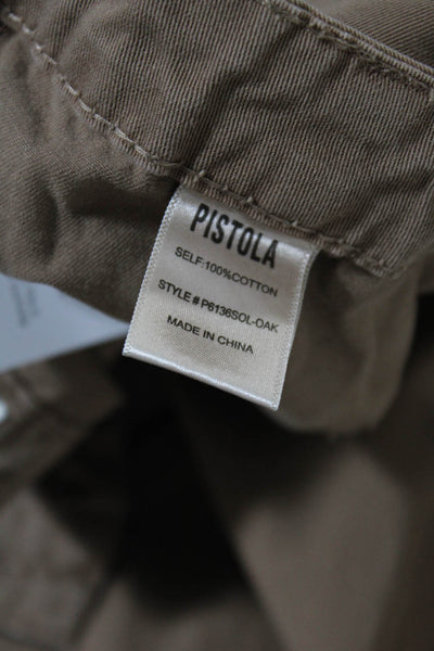 Pistola Womens Button Front Tapered Leg Casual Pants Brown Size 27