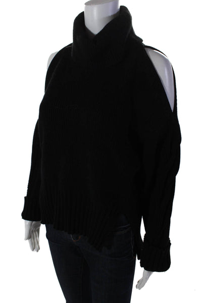 Jonathan Simkhai Womens Long Sleeve Thick Knit Turtleneck Sweater Black Small