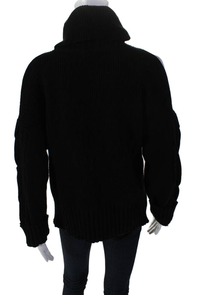 Jonathan Simkhai Womens Long Sleeve Thick Knit Turtleneck Sweater Black Small