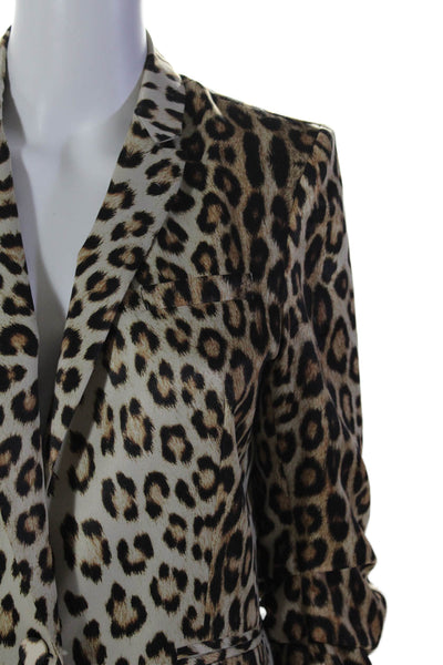 Generation Love Womens One Button Notch Lapel Animal Print Blazer Beige Small