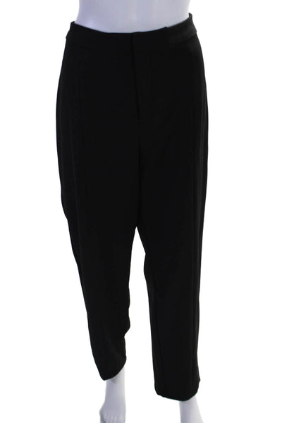 Halston Womens High-rise Hook Closure Tapered Pants Trousers Black Size L