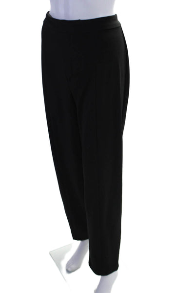 Halston Womens High-rise Hook Closure Tapered Pants Trousers Black Size L