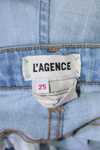 L' Agence Womens Light Wash Tapered Leg Distressed Jeans Blue Size 25