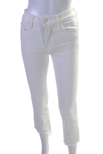 Mother Womens Zip Front Five Pocket Tapered Leg Pants White Size 25