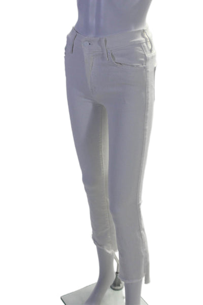 Mother Womens Zip Front Five Pocket Tapered Leg Pants White Size 25