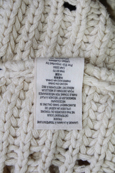 Free People Womens Cotton Knitted Sleeveless Turtleneck Blouse White Size S