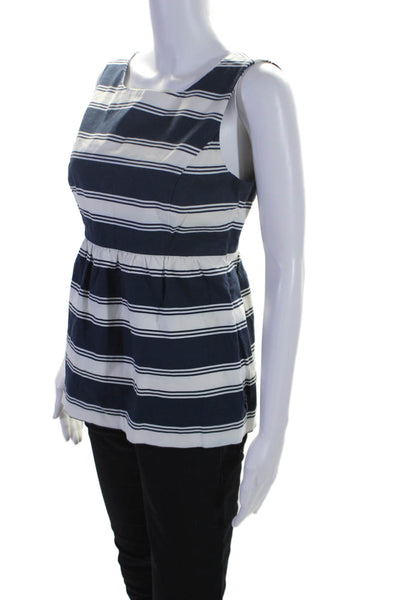 Vineyard Vines Girls Cotton Striped Sleeveless Charmed Ruffled Dress Blue Size 4