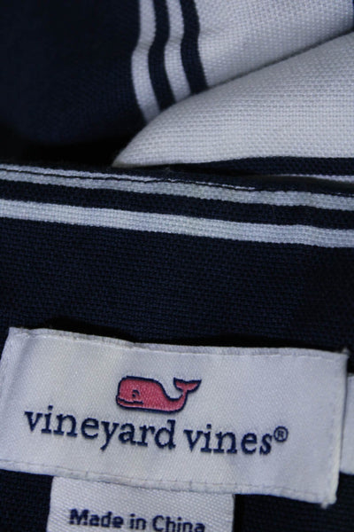 Vineyard Vines Girls Cotton Striped Sleeveless Charmed Ruffled Dress Blue Size 4