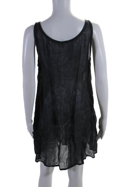 Eileen Fisher Womens Linen Texture Sleeveless Button Dress T-shirt Set Gray Size