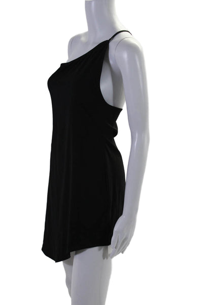 Guizio Womens One Shoulder Sleeveless Asymmetrical A Line Dress Black Size Mediu