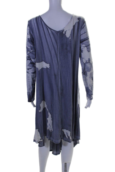 Annie Turbin Womens Tie Dye Round Neck Long Sleeve Maxi Dress Blue Size M