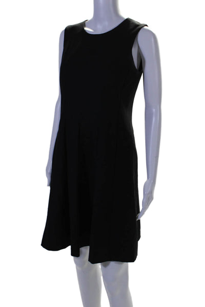 Theory Womens Wool Zipped Round Neck Sleeveless Pleated Dress Black Size 6