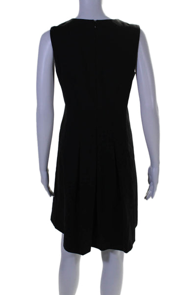 Theory Womens Wool Zipped Round Neck Sleeveless Pleated Dress Black Size 6