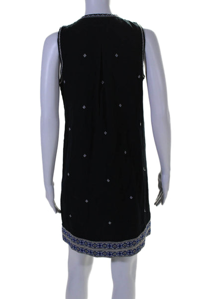 Madewell Womens Cotton Embroider Spotted Tassel Tied A-Line Dress Navy Size 2