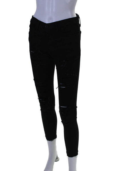 Flying Monkey Womens Buttoned Distress Zipped Skinny Leg Pants Black Size EUR 28