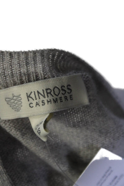 Kinross Cashmere Womens Cashmere Knitted Textured Back Zip Sweater Gray Size XS