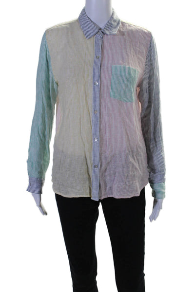 Rails Women's Collared Long Sleeves Button Down Shirt Multicolor Striped Size S