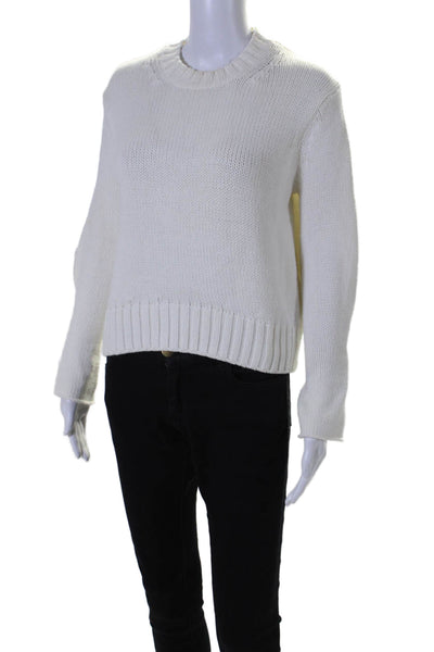 360 Sweater Womens Round Neck Long Sleeves Pullover Cotton Sweater Beige Size XS