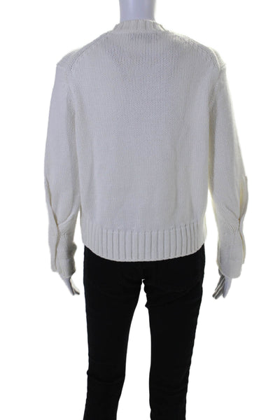 360 Sweater Womens Round Neck Long Sleeves Pullover Cotton Sweater Beige Size XS