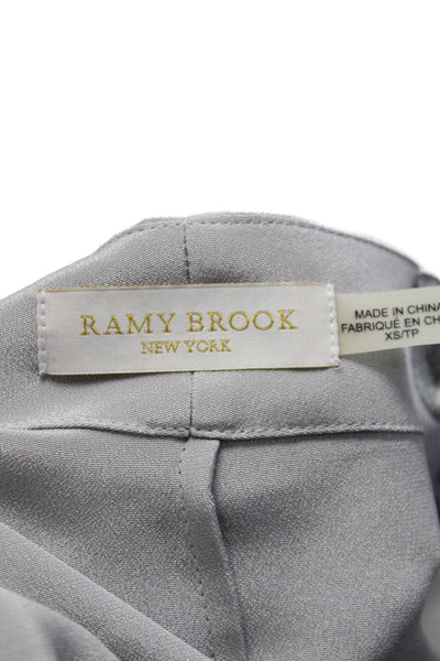 Ramy Brook Women's Square Neck Cold Shoulder Silk Blouse Gray Size XS