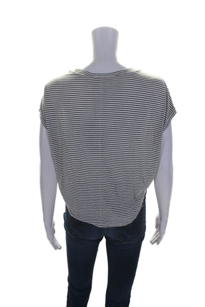 Allsaints Womens Short Sleeve Striped T Shirt Black White Size Small