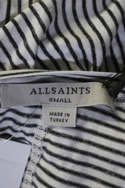 Allsaints Womens Short Sleeve Striped T Shirt Black White Size Small