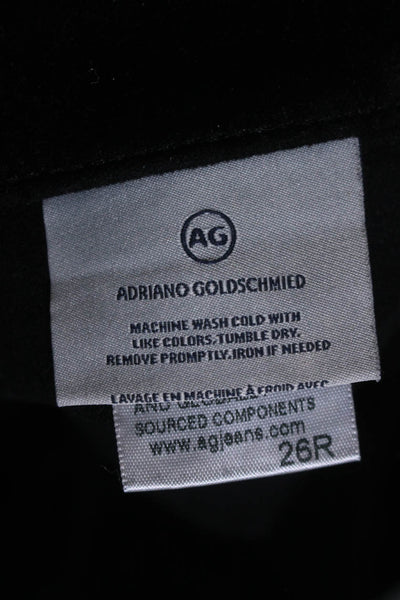 AG Adriano Goldschmied Womens Zip Front Tapered Leg Pants Black 26 in