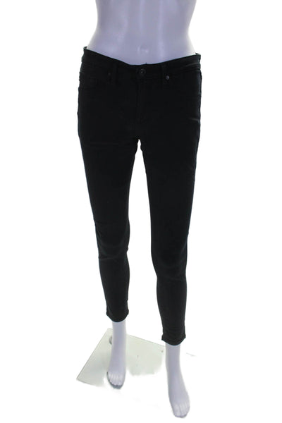 AG Adriano Goldschmied Womens Zip Front Tapered Leg Skinny Jeans Black 26