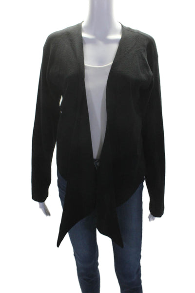 Adrienne Vittadini Womens Wool Knit Open Front Cardigan Sweater Black Size S