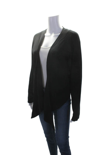 Adrienne Vittadini Womens Wool Knit Open Front Cardigan Sweater Black Size S